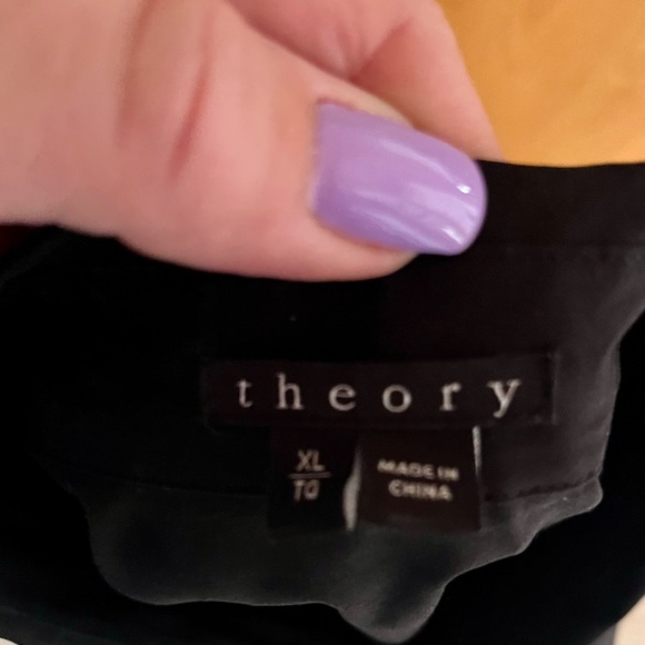 Theory Women’s Black Camp Shirt. Stretch Cotton Blend. Never Worn. Size XL $60 - Picture 3 of 4